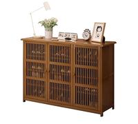 Meuble de rangement en bambou avec 3 portes à persiennes - Unité de sol multifonction pour l'organisation de la maison, solution élégante et durable pour n'importe quelle pièce