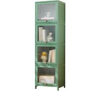 Meuble de rangement en bambou avec étagères et roulettes transparentes, tour en lin pour maison, bureau, cuisine, salon, chambre à coucher, garage
