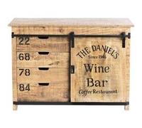 POPPY - Meuble de Rangement en Manguier Motif Wine Bar - Altobuy Beige
