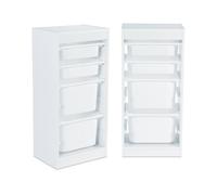 Meuble de rangement enfant 4 bacs de rangement, 41,5 x 30 x 89cm (lot de 2) blanc TU