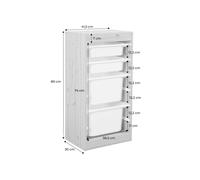 Meuble de rangement enfant 4 bacs de rangement, 41,5 x 30 x 89cm (lot de 2) naturel TU