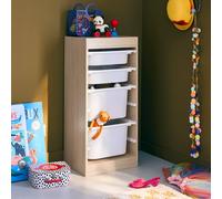 Meuble de rangement enfant 4 bacs de rangement naturel TU