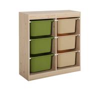sweeek - Meuble de Rangement Enfant 6 bacs de Rangement en Plastique Vert Olive Taupe - Sora
