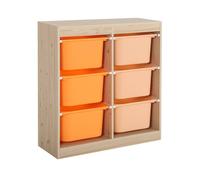 Meuble de rangement enfant 6 bacs de rangement en plastique colorés - sora orange TU