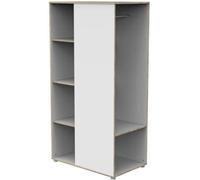 Meuble de rangement enfant - En bois blanc et chant bois - Avec étageres et penderie - Babyprice First