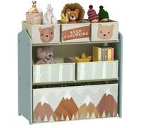 Meuble de rangement enfant ZONEKIZ avec 6 boîtes amovibles en tissu non tissé, Organisateur de jouets, étagère 63L x 30l x 66H cm