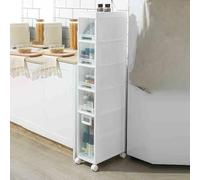 Meuble de rangement étroit pour salle de bain - Armoire mobile mince avec grande capacité pour cuisine, salle de bain, buanderie - Design robuste, pas facile à incliner ou à déformer