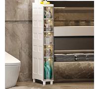 Meuble de rangement étroit pour salle de bain avec roulettes et tiroirs, commode à 5 niveaux pour petits espaces, porte-papier toilette durable et organisateur