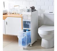 Meuble de rangement étroit pour salle de bain, unité verticale avec 4 tiroirs et roulettes transparents, commode autonome, 14 cm/22 cm de large, aucun assemblage nécessaire