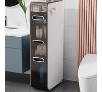 Meuble de rangement fin à 4 niveaux pour salle de bain avec tiroirs, grande capacité, porte-papier toilette à roulettes, coffre étroit pour économiser de l'espace et accéder facilement