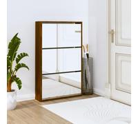 Meuble de rangement fin avec 2 tiroirs et miroir - Meuble d'entrée élégant - 63 x 17 x 67 cm - Design compact
