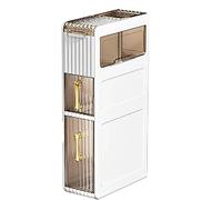 Meuble de rangement fin blanc pour salle de bain pour petits espaces avec quatre couches de papier toilette