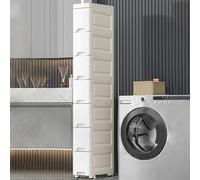 Meuble de rangement fin pour salle de bain, 30 cm x 14 cm x 109 cm, blanc moderne avec 3 couches, solution de rangement polyvalente, poulie de tiroir silencieuse pour un accès facile