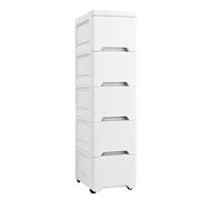 Meuble de rangement fin pour salle de bain à roulettes avec tiroirs fins Blanc 18 cm