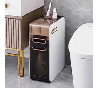 Meuble de rangement fin pour salle de bain - Armoire à colonne haute et étroite avec porte-papier toilette - Gain de place pour les petites salles de bains - Meuble de toilette élégant pour un