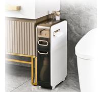 Meuble de rangement fin pour salle de bain avec double sortie de papier et poulie silencieuse pour petits espaces, cuisine, buanderie, salon, toilettes