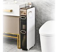 Meuble de rangement fin pour salle de bain avec double sortie de papier et poulie silencieuse pour petits espaces, cuisine, buanderie, salon, toilettes