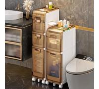 Meuble de rangement fin pour salle de bain avec tiroirs et poignées - Étanche - Pour petits espaces - Autonome et mobile - Solution de rangement pour cuisine, linge et papier toilette