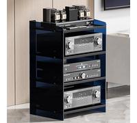 Meuble de rangement hi-fi réglable pour disques vinyles - Meuble TV pour équipement audio - Noir - 79,4 cm - Parfait pour la configuration d'un home cinéma