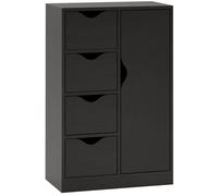HOMCOM Meuble de Rangement Buffet Commode Moderne 1 Placard et 4 tiroirs - en Bois - pour Salon, Cuisine, entrée, Salle à Manger - Noir