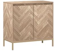 Meuble de rangement - HOMCOM - 2 portes à chevrons, étagère réglable et pieds en acier - dim. 78 x 40 x 78 cm - chêne