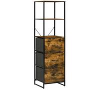 HOMCOM Bibliothèque Étagère Verticale de Rangement avec 3 tiroirs en Tissu Amovibles - Style Industriel - dim. 44L x 40l x 155H cm, Chambre, Salon, Bureau, Marron