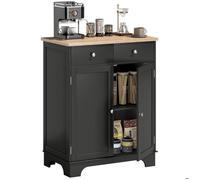 Meuble de rangement - HOMCOM - placards, 2 tiroirs et étagères réglables - 68 x 40,3 x 85 cm - noir et bois naturel