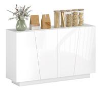 HOMCOM Buffet à Haute Brillance, Meuble de Rangement avec Placard Double Porte géométrique et étagère réglable, Style Moderne, Buffet Salle à Manger, Cuisine et Salon, 70 x 40 x 88 cm, Blanc
