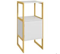 Meuble de rangement HOMCOM pour salle de bain avec cadre en bambou, étagère ouverte et porte à ouverture par pression, blanc