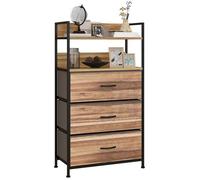 Meuble de rangement HOMCOM style industriel commode 3 tiroirs en tissu amovibles et 2 étagères - 60 x 29 x 101 cm - MDF et métal