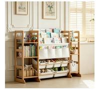 Meuble de Rangement Jouets Enfant avec 4 Compartiments Tissu Oxford et 6 Boîtes Amovibles (133 x 80 x 34.5 cm)