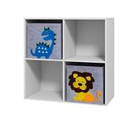 Meuble de rangement jouets enfant étagère de jouet pour chambre d'enfant 4 casiers 2 tiroirs non tissé MDF blanc