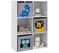 Meuble de rangement jouets enfant étagère de jouet pour chambre d'enfant 6 casiers 3 tiroirs non tissé MDF blanc
