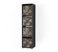 Meuble de rangement Ludus, 142.5x36.2cm avec 2 boxes pliants opt.1, Noir, Vicco 37948