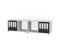 Meuble de rangement Ludus, 142.5x36.2cm avec 2 boxes pliants opt.3, Blanc, Vicco 37947