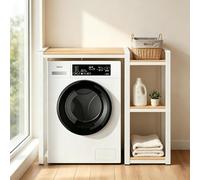 Meuble de rangement machine à laver, étagère supérieure lave-linge | Étagère au-dessus du lave-linge avec 3 niveaux ajustables pour salle de bain, balcon et buanderie(White)