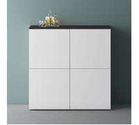 Mai & Mai Meuble de Rangement avec 4 Portes et 8 Compartiments Casier de Rangement Polyvalent Buffet Gris Noir Mat + Blanc Mat 100x36,4x98 cm SR04