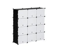 HOMCOM Meuble de Rangement Meuble à Chaussures modulable 12 casiers avec Portes et étagères - dim. 125L x 32l x 125H cm - Noir