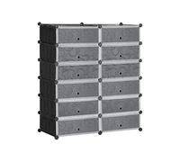HOMCOM Armoire à Chaussures modulable Range Chaussures Meuble de Rangement avec 12 Cubes rectangulaires empilable en Plastique capacité 24 Paires 94 x 37 x 108 cm Noir et Blanc