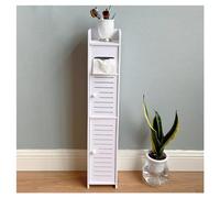 Meuble de rangement mince étanche pour salle de bain et cuisine - Meuble de rangement autonome pour papier toilette et shampooing - Design blanc élégant (15 x 17 x 80 cm)