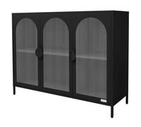 ML-Design Meuble de Rangement Métallique Noir 120x93x40 cm, Buffet Moderne avec Compartiments et 3 Portes, sur Pieds Réglables en Hauteur, Armoire Vitrine Commode Minimaliste Mobilier de Séjour Salon