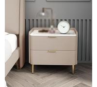 Meuble de rangement moderne avec double tiroirs et pieds fuselés, idéal pour les petits espaces dans la chambre ou le salon. Table de chevet élégante à 2 tiroirs pour chambre à coucher (dimensions :