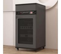 Meuble de rangement moderne gris avec design Ubar en maille respirante avec grand espace de rangement, support de studio d'enregistrement robuste, 20,4 x 42,5/52 x 108 cm