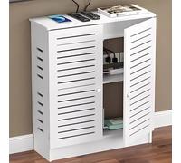 Meuble de rangement moderne pour audio/vidéo - Meuble de rangement élégant pour jeux et équipements stéréo - Design en bois - Finition blanche (90 x 80 x 30 cm)