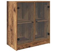 Meuble de rangement moderne - vidaXL - Bois ancien - 68x37x75,5 cm - Portes en verre - Bois d'ingénierie - Rectangulaire