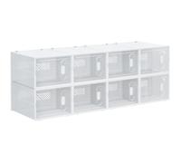 HOMCOM Meuble de rangement modulable, 8 cubes, étagère de rangement en plastique empilables, meuble à chaussures, vêtements, livres, jouets, meuble casier rangement cube, blanc et transparent