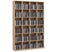 HOMCOM Rangements pour CD et DVD, Meuble de Rangement multimédia avec 24 Compartiments, capacité Max. 456 CD/ 336 DVD, bibliothèque en Bois avec étagères réglables, 89 x 20 x 130,5 cm, Bois Naturel