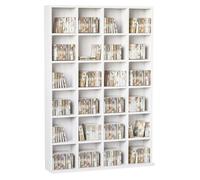 HOMCOM Rangements pour CD et DVD, Meuble de Rangement multimédia avec 24 Compartiments, capacité Max. 456 CD/ 336 DVD, bibliothèque en Bois avec étagères réglables, 89 x 20 x 130,5 cm, Blanc