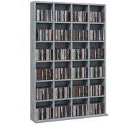 HOMCOM Rangements pour CD et DVD, Meuble de Rangement multimédia avec 24 Compartiments, capacité Max. 456 CD/ 336 DVD, bibliothèque en Bois avec étagères réglables, 89 x 20 x 130,5 cm, Gris