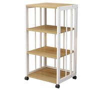 Meuble de rangement multimédia à 2 niveaux avec roulettes, lecteur de disque mobile et étagère de console de jeu, design élégant noir et teck pour divertissement à domicile